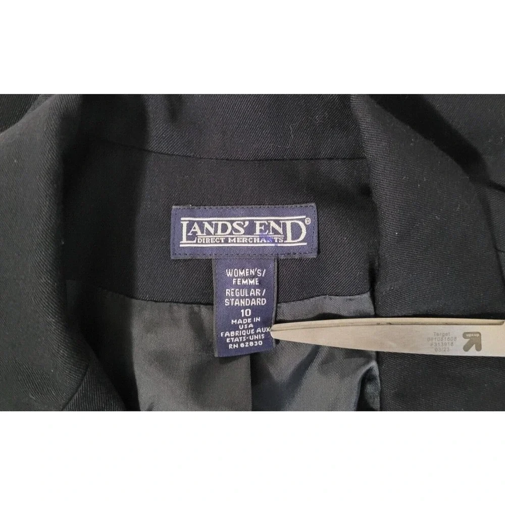 Lands End Direct Merchants Size 10 100% Wool Navy Blue Blazer Dark Academia